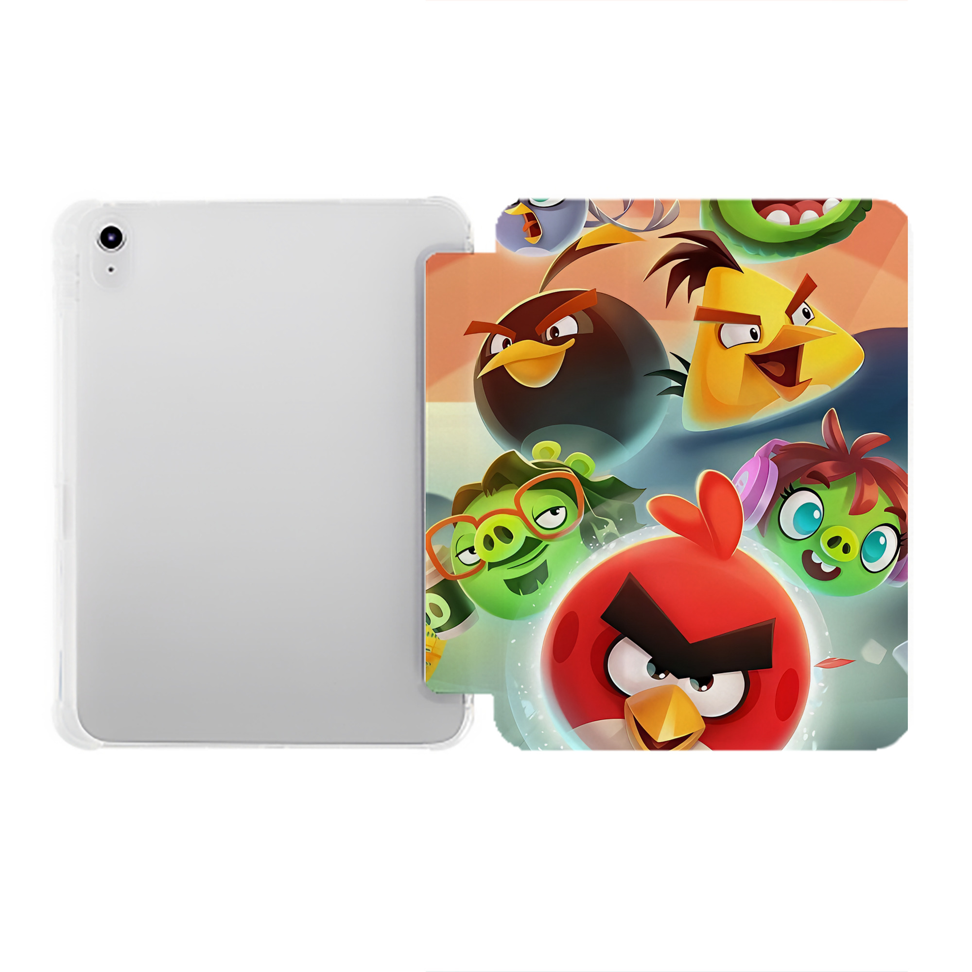 （画像用） Angry Birds アングリーバード IPad ケース ペン収納付き 三つ折りスタンド PUレザー×シリコン 対応機種9.5/10.5/10.9インチ